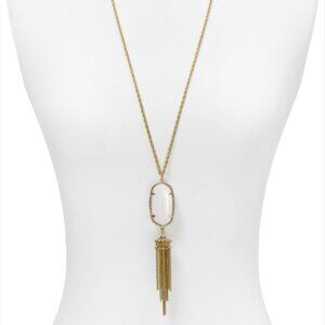 Kendra Scott White Goldtone Rayne Mother of Pearl Pendant and Tassel Necklace